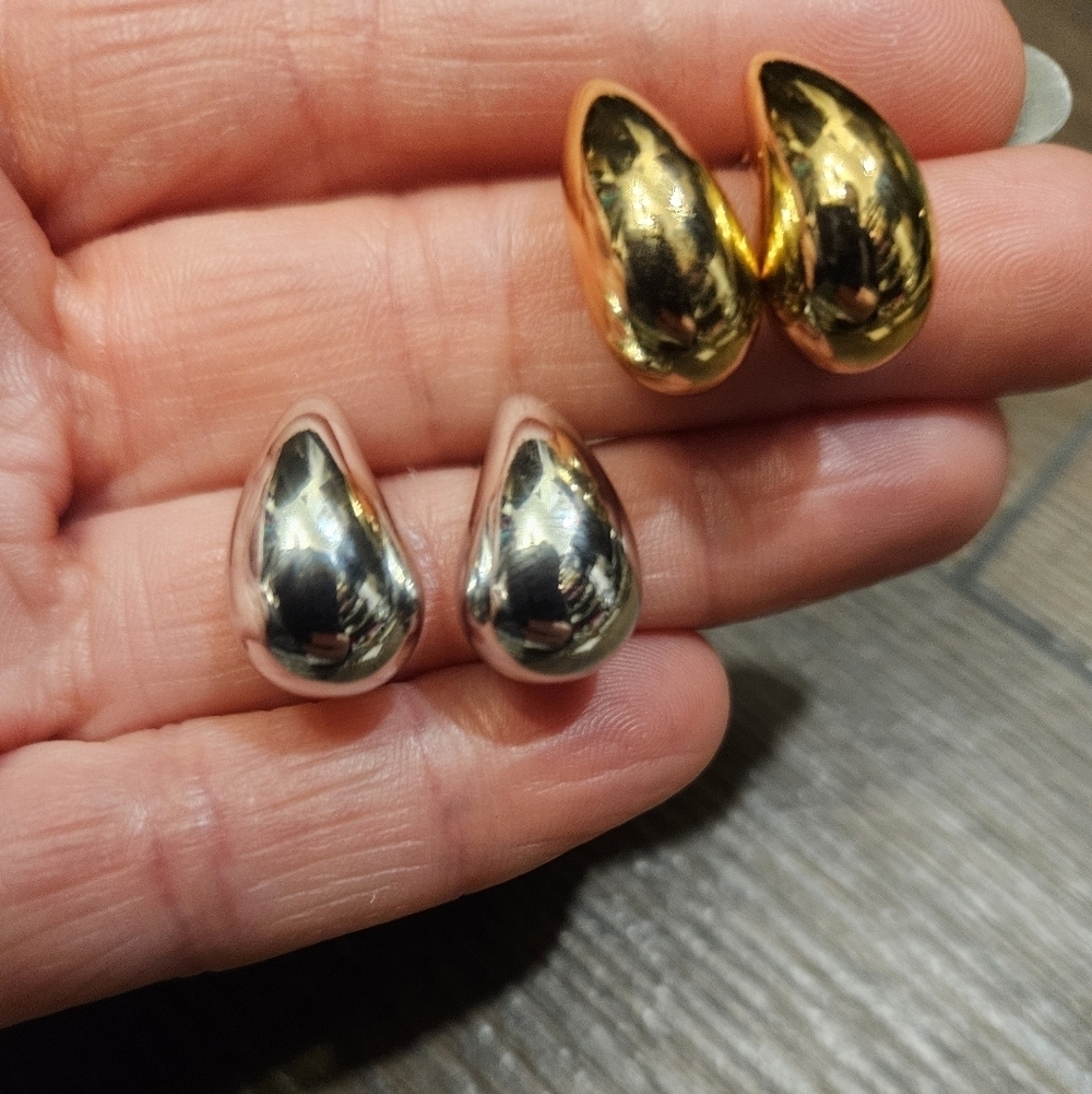 NEW Stainless Steel Gold Or Silver Tone Teardrop Earrings